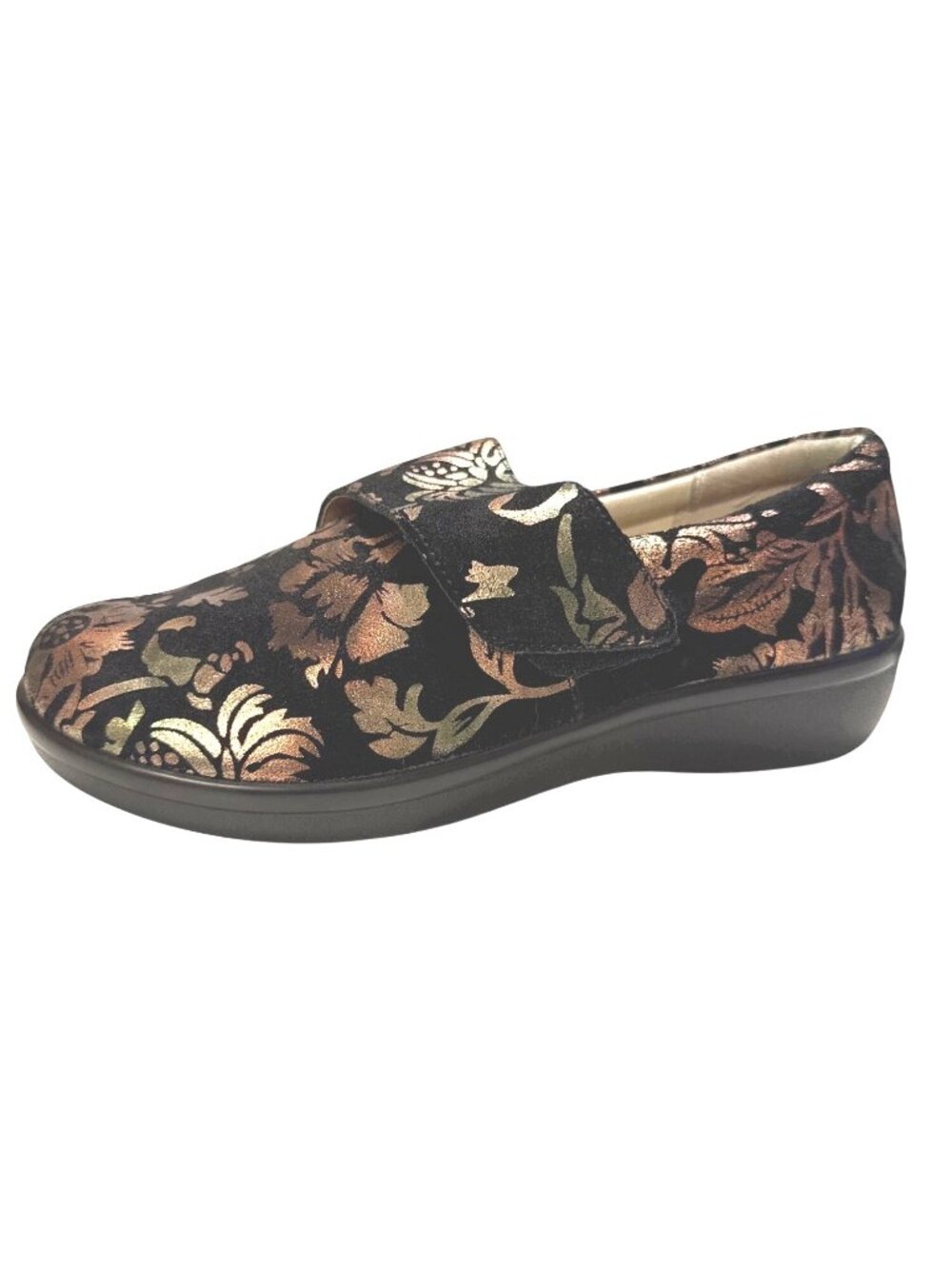 Alegria Lauryn Floral Metallic Slip On Shoes Leather Copper Gold 8W-8.5W